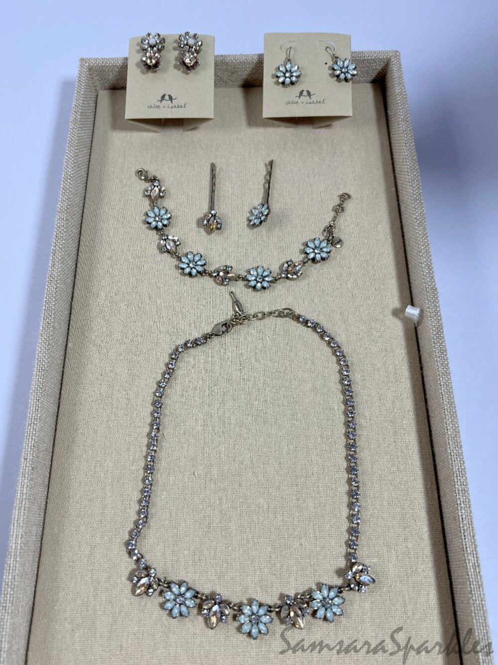 Chloe + Isabel Six-piece Light Blue & Bronze Floral Jewlery Set
